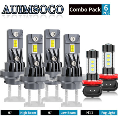 For BMW 328i 2007 - 2016 6x Bulbs LED Headlights Hi/Lo Beams + Fog Light 10000K