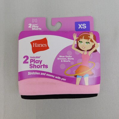 Hanes Girls 2-Pack Tagless Nylon Stretch Play Shorts - 4-5 XS #4688