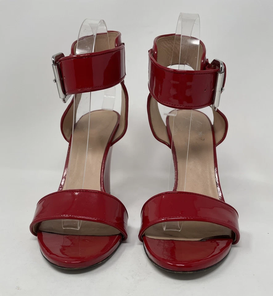 Alejandro Ingelmo Womens Strappy Red Patten Wedge Sandals 39 1/2 - Image 2 of 4