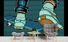 3D Sport Skate Boy Self-adhesive Removeable Wallpaper Wall Mural Sticker 113