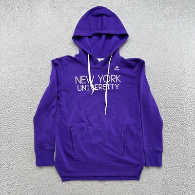 New York University Adidas Purple Hoodie Sweatshirt in Women’s Size Small 