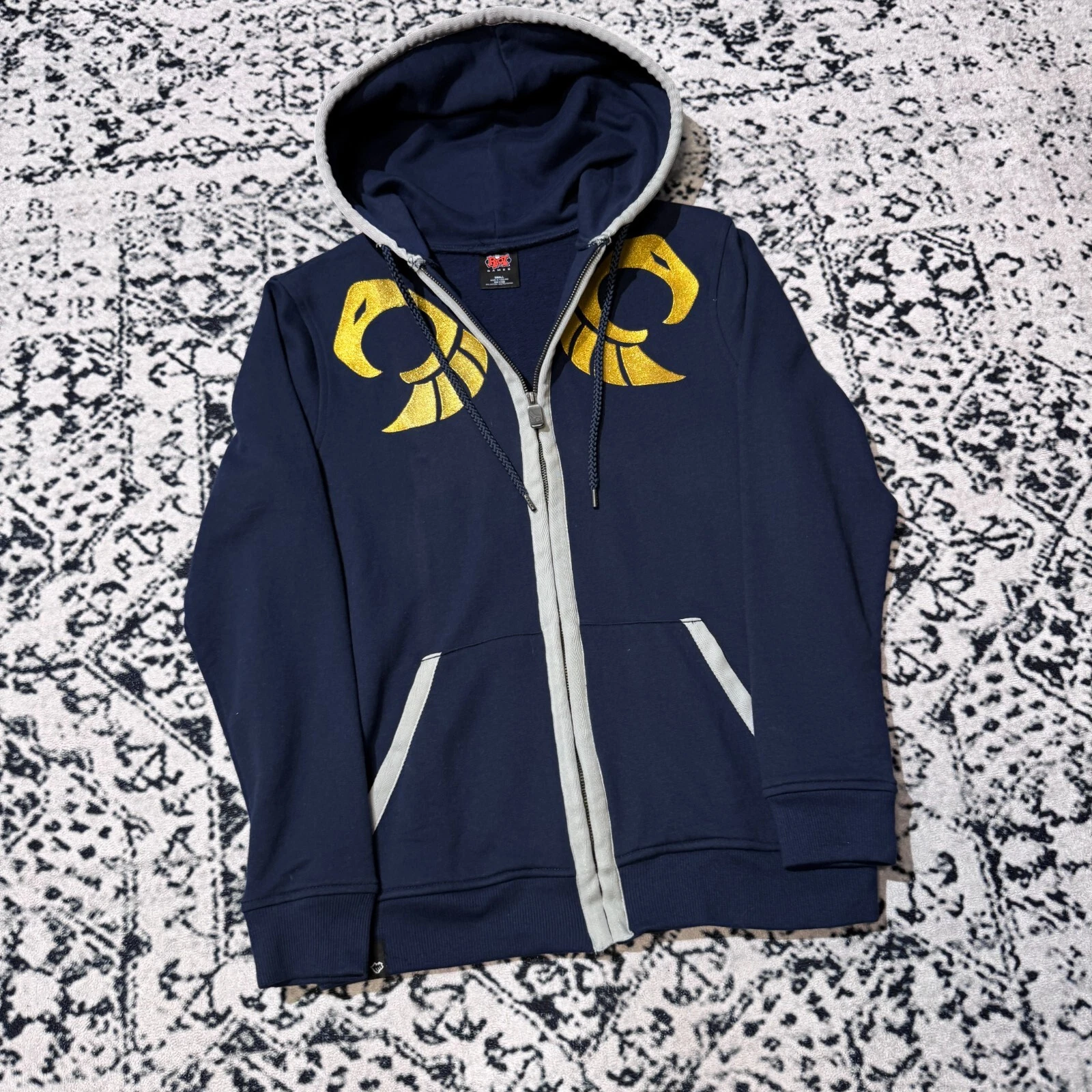 GUCCI Felpa con cappuccio e zip vintage League of Legends unisex cotone navy taglia S vestibilità regolare