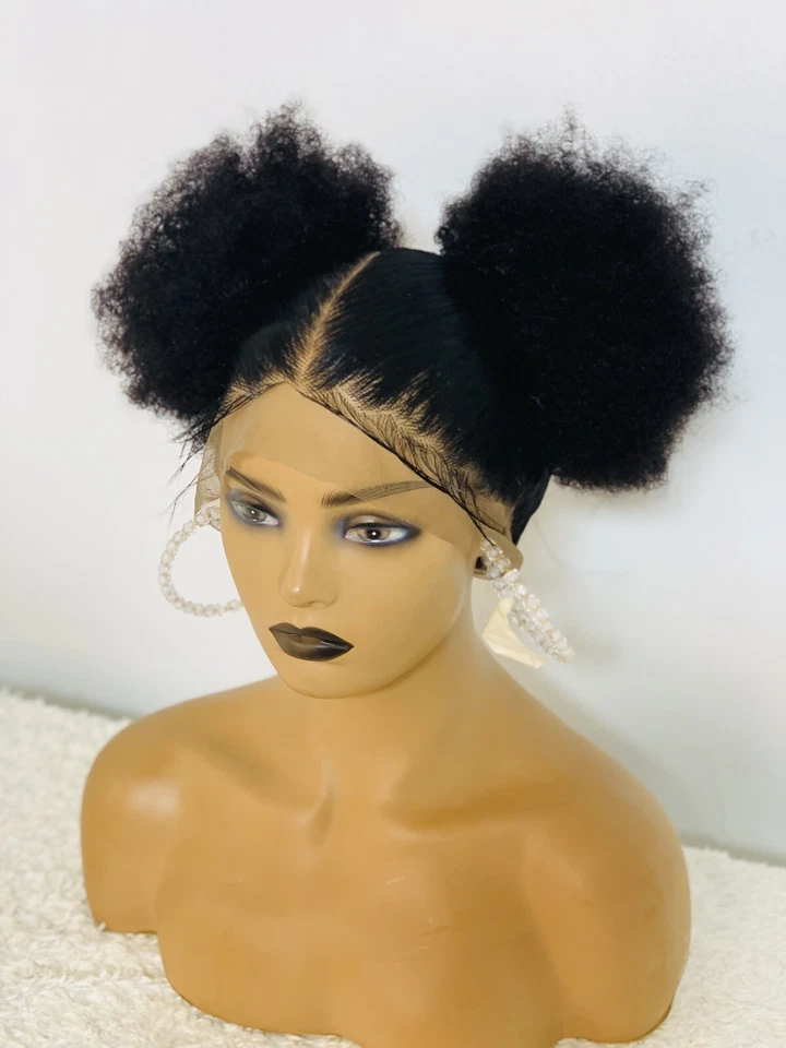 Peluca trenzada cola de caballo afro caja trenzas encaje completo trenzas peluca senegalesa negra mujer Foto 4 de 4