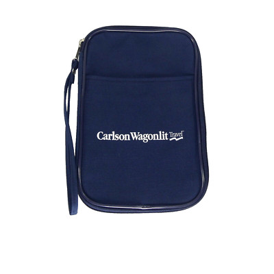 New Carlson Wagonlit Travel Document Travel Wallet Bag Tote Blue 10x7 
