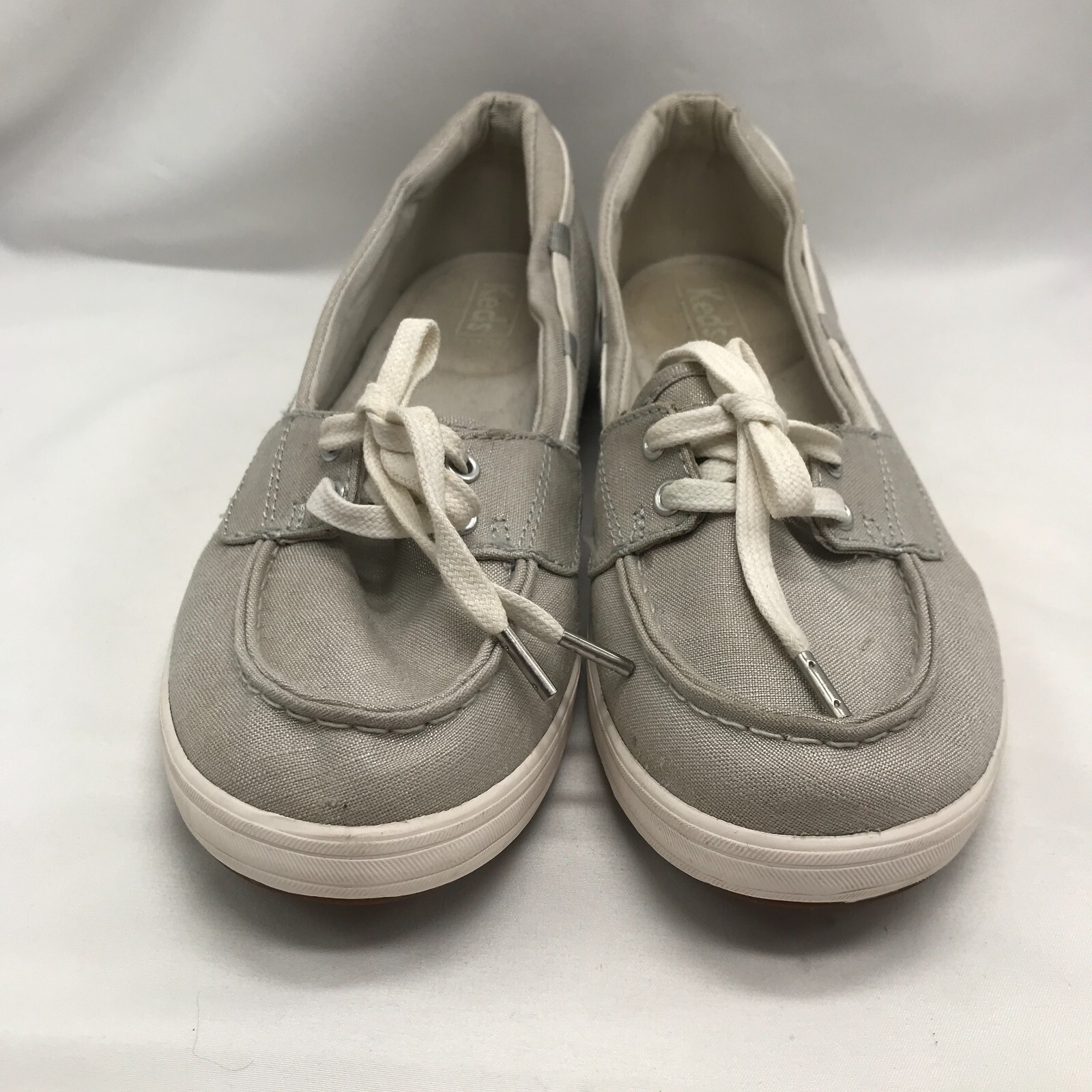 Keds Glimmer Lurex Silver Ortholite Boat Shoes Womens… Gem