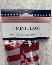 PATRIOTIC AMERICAN FLAG Red White Blue Stars Holiday 3 in Pack. Pkg open