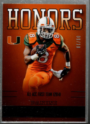 A3862- 2015 Panini Miami Honors Schwarz #91 Duke Johnson / 10 Muster Pic