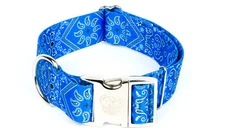 Country Brook Petz® 1 1/2 Inch Premium Blue Bandana Dog Collar