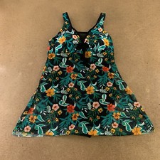 Women's Size Medium 6/8 Black Floral Print Mesh Overlay One Piece Swimsuit New