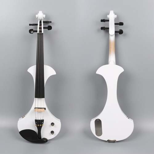 Yinfente white Electric Silent Violin 4/4 Solid wood Sweet Tone Free Case #EV24 - Picture 2 of 10