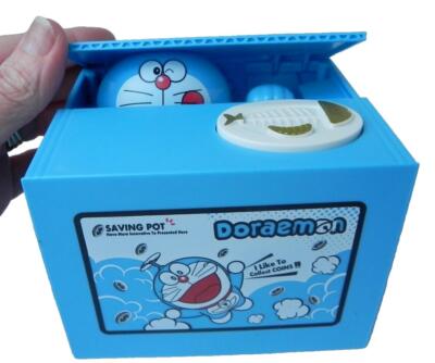 Mechanical Bank Doraemon Cartoon Plastic Savings Pot Piggy Bank NEW
