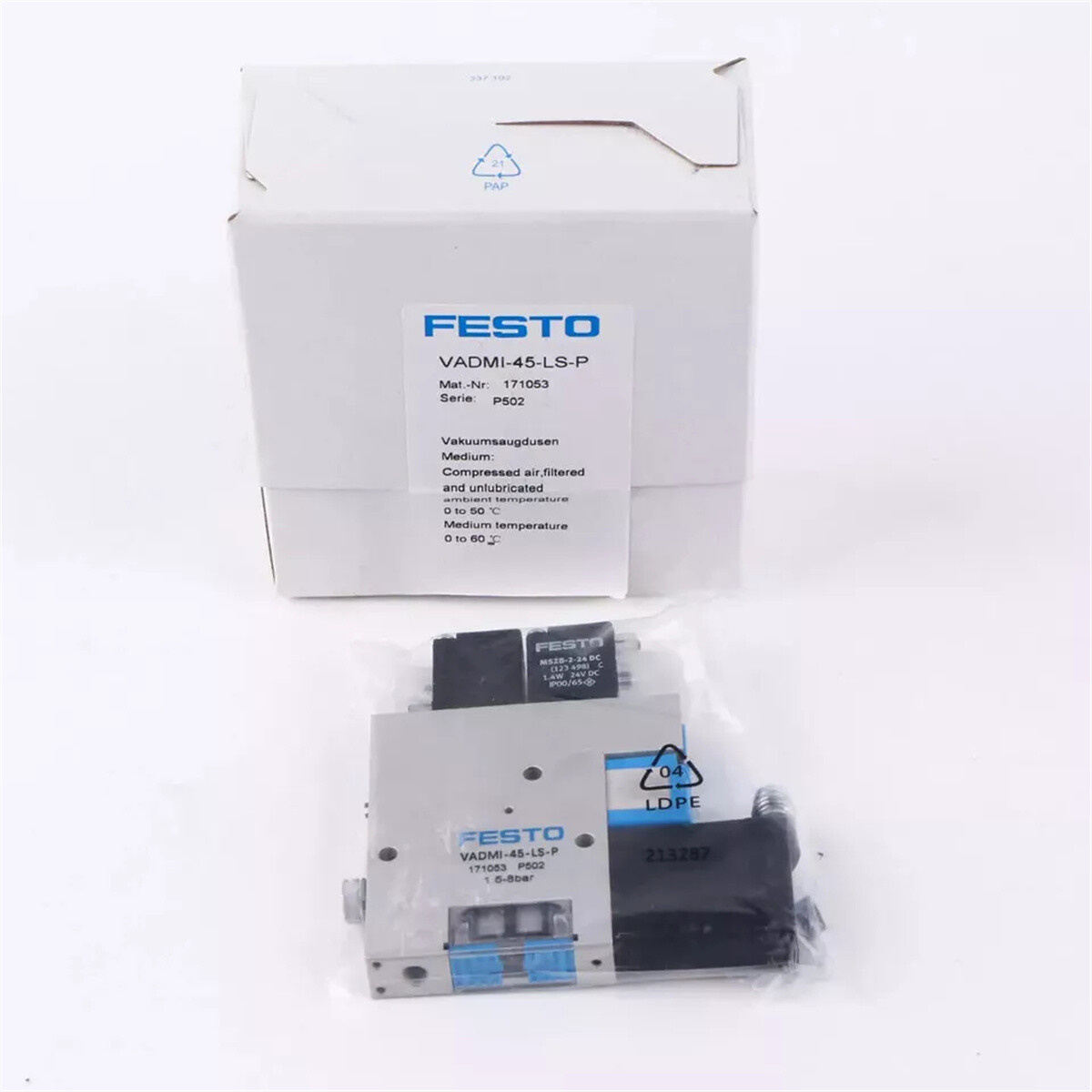 193623 FESTO, Generatore di vuoto, 8 bar, 60°C, ugello de Laval 0,45 mm 193623 FESTO, Generatore di vuoto, 8 bar, 60°C, ugello de Laval 0,45 mm