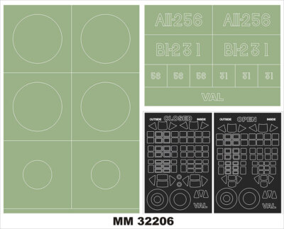 1/32 D3A1 Val Canopy (Outside & Inside) & Insignia Masks for Infinity kit #3206