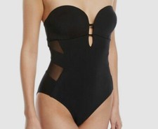  189 Jets Women's Black Sweetheart Mesh Panel One Piece Swimwear Size AUS10/US6