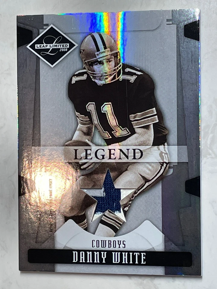2008 LEAF LIMITED LEGEND DANNY WHITE GAME USED 3 COLOR PATCH 10/10 SP LOGO - Image 2 of 4