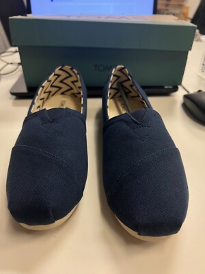 TOMS Women's Alpargata Recycled Cotton Canvas Slip On Sneaker Navy Size:6.5