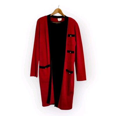 Vintage Nieman Marcus Sleeveless Sweater Dress And Sweater Coat Cardigan Size M