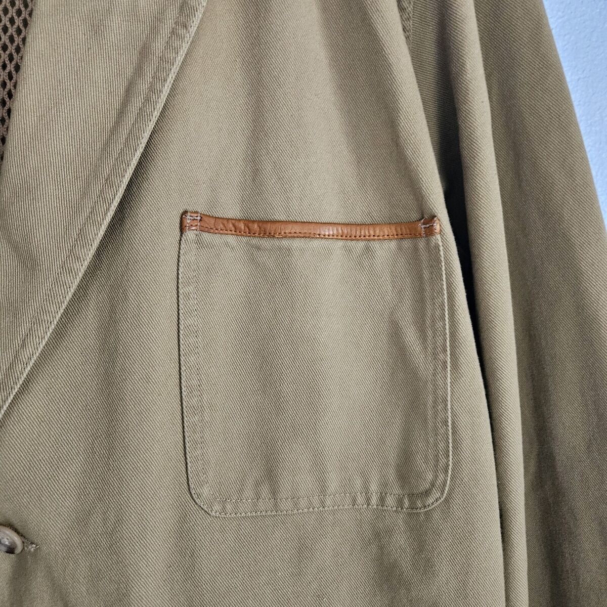 Orvis Jacket Blazer Tan Zambezi Leather Trim Hunting Fishing Orvis Jacket Blazer Tan Zambezi Leather Trim Hunting Fishing