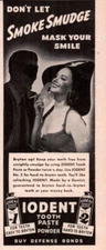 1942 AD  IODENT TOOTHPASTE POWDER WWI HALLOWEEN MASK 