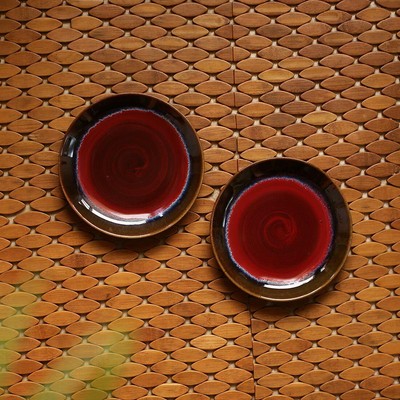 Ceramic Side Plates Hand Glazed Studio Pottery Snacks Serving Thali set of 2