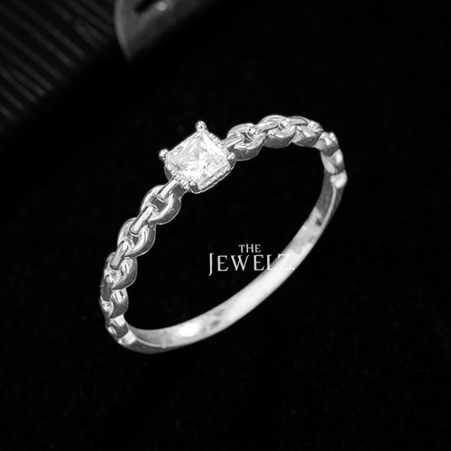 Anillo de compromiso de diamantes de oro de 14 quilates de 0,18 quilates corte príncipe VS/F-G - The Jewelz - Imagen 4 de 5