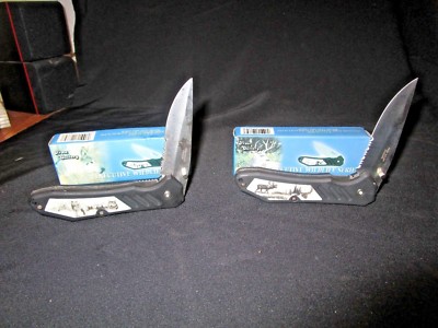 Lot Of 2 Frost Cutlery Executive Wildlife Series Deer & Wolf Pocket Knife 