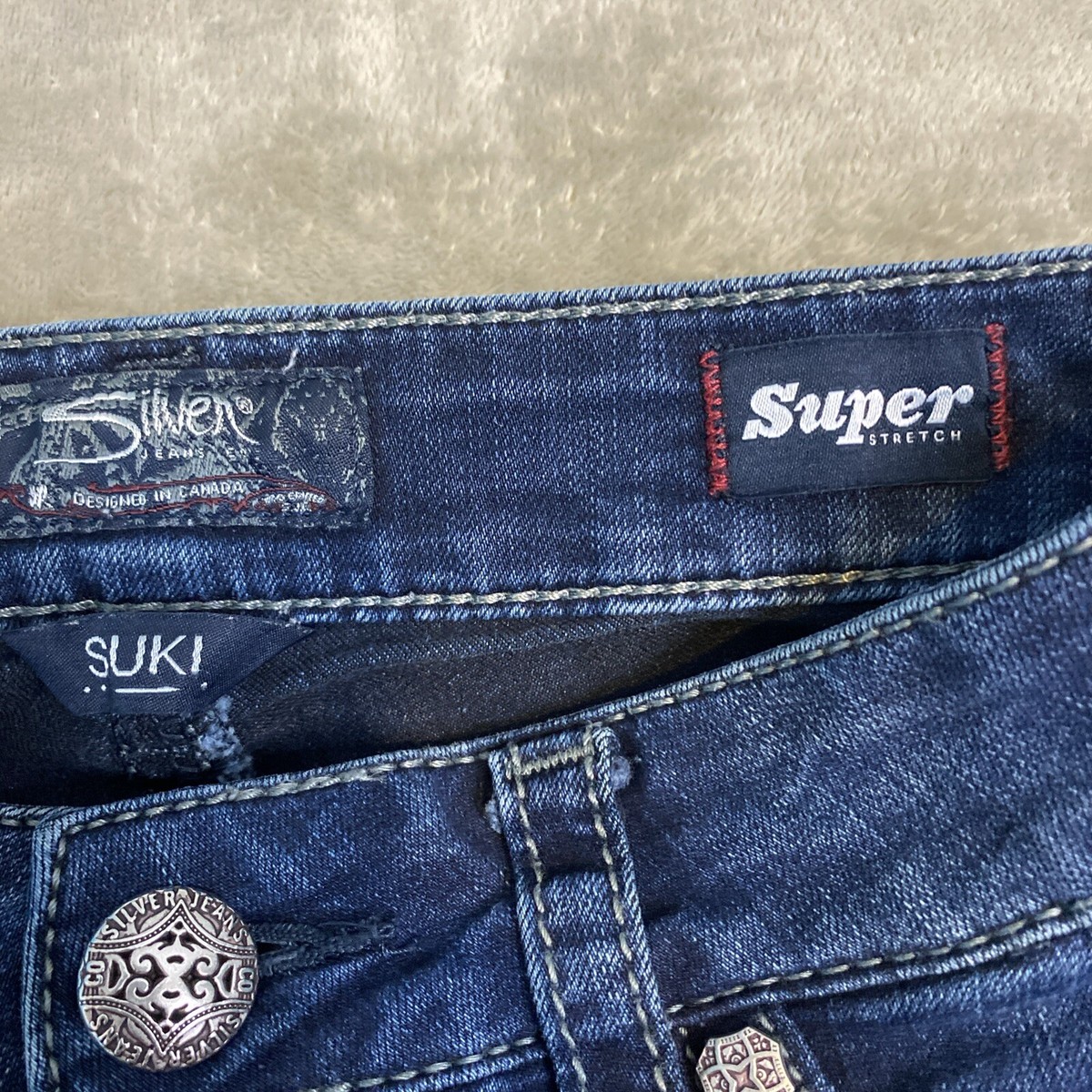 Women's Silver Jeans Suki Super Skinny Stretch Blue Jeans Size