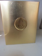 PRAYING HANDS logo Brass Adult Niche Urn for Ashes 200 CU.IN.
