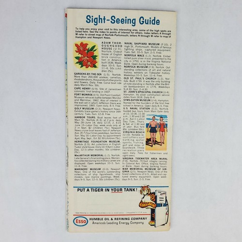 1969 Esso Hampton Roads Area Vintage Road Map - Picture 2 of 2