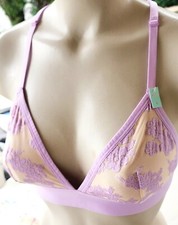 Victorias Secret PINK Rare Vintage bra bralette lace Triangle Lilac Floral Racer