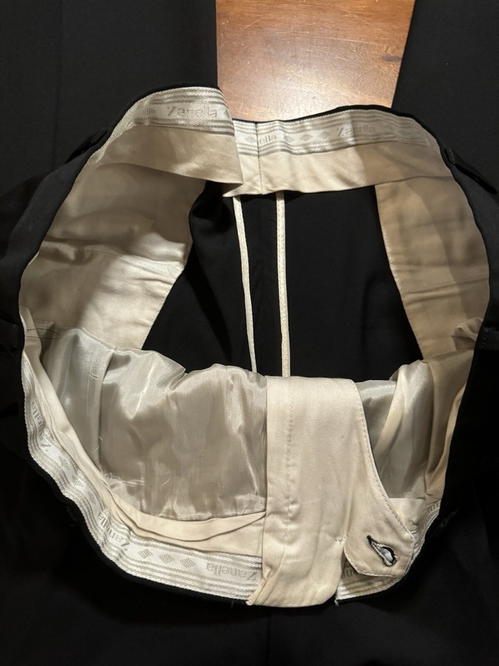 Zanella Men’s Black 100 Wool Pleated Dress Pants Slacks Sz 38 eBay