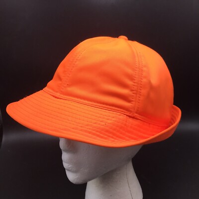 Neon Orange Outdoor Cap OC Rain Bucket Hat Back Turns Up Ear Warmers Stretch OS