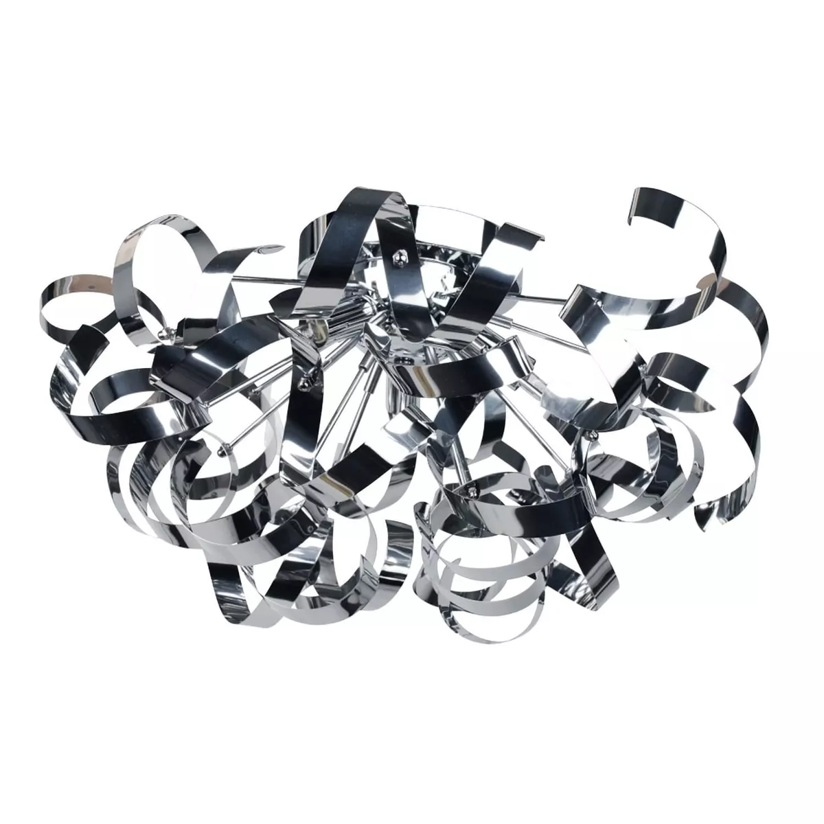 Modern Chrome 3 Light Flush Ceiling Fitting Ribbon Twist Designer Light Bedroom