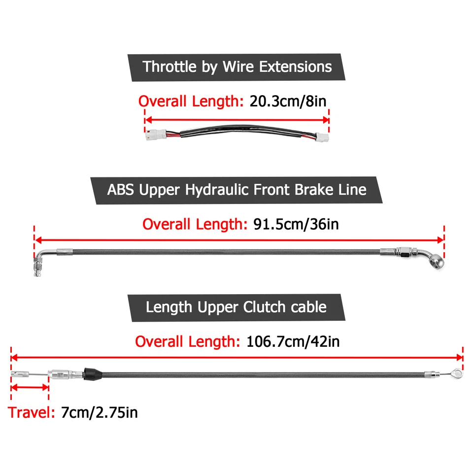 Extensiones de cable de manillar MOFUN 12"-14" TBW para Harley Softail Low Rider ABS Foto 2 de 4