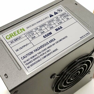 *NEW--Green Black 650w-MAX ATX PS 12cm-Fan 20+4Pin, SATA, PCIe 6+2 pin & 4+4 pin