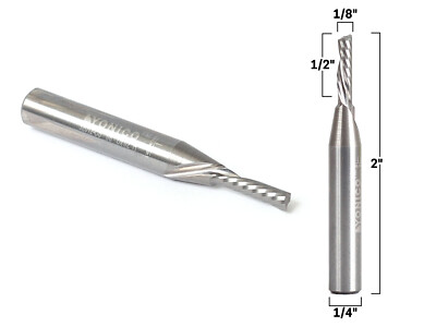 1/8'' Diameter O Flute Downcut End Mill CNC Router Bit 1/4'' Shank Yonico 32012-SC