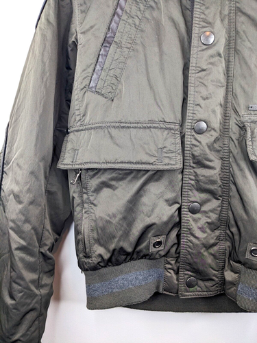 ZARA Men Shell Puffer Bomber Jacket Hoodie Faux Fur Trim Size Small S Casual - Picture 6 of 12