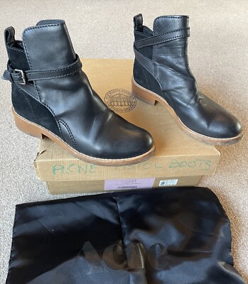 🖤ACNE STUDIOS STOCKHOLM BLACK SUEDE LEATHER FLAT CLOVER PISTOL BOOTS £379  39 UK