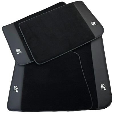 Black Floor Mats for Rolls Royce Spectre (2023-2024) with Leather by AutoWin