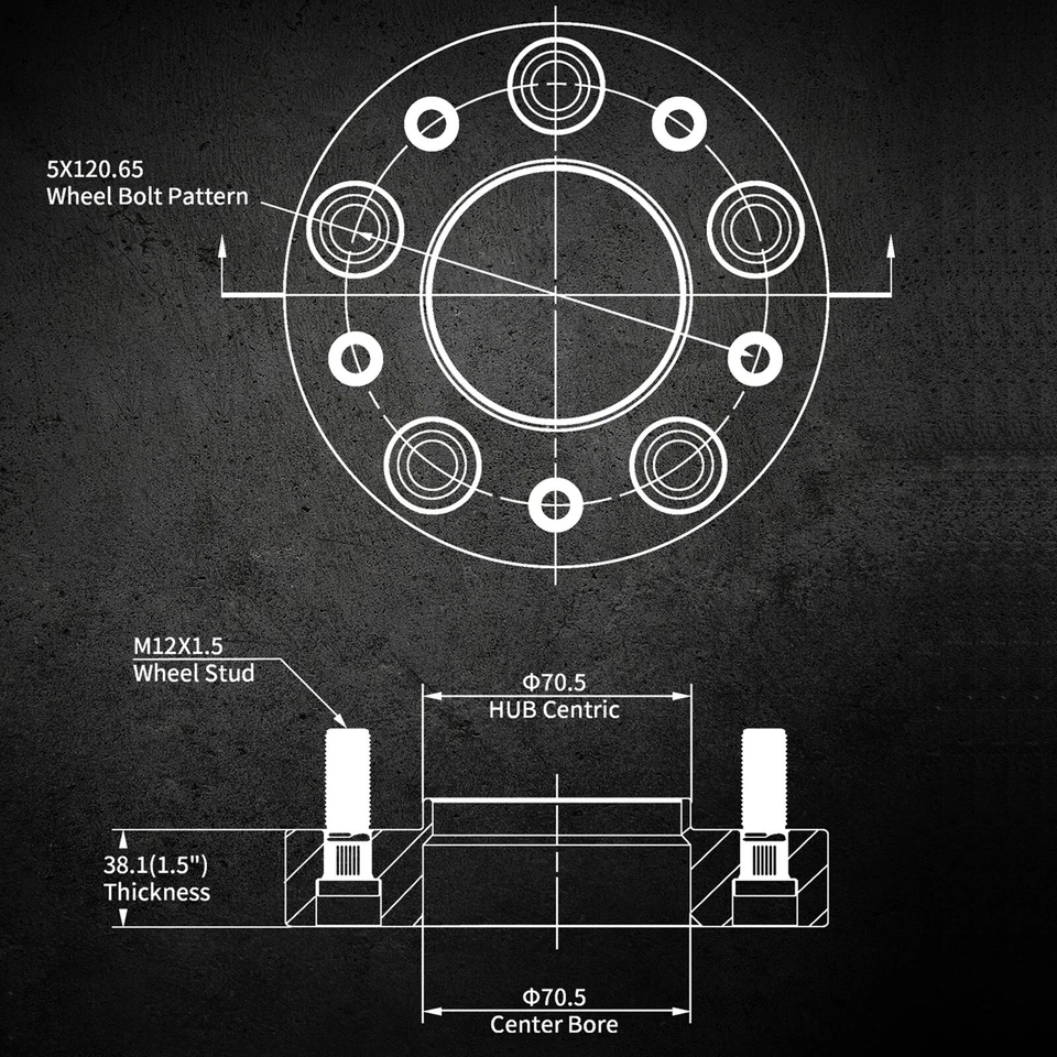 (4) 1.5" 5x4.75 5x120.65 Wheel Spacers Hubcentric 12x1.5 For 1982-1990 GMC S15 - Image 2 of 4