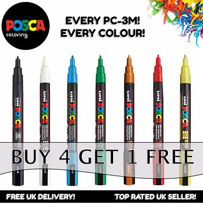 Uni Ball Posca PC-3M Paint Art Marker Stifte - alle 40 Farben - 4 kaufen und 3 bezahlen