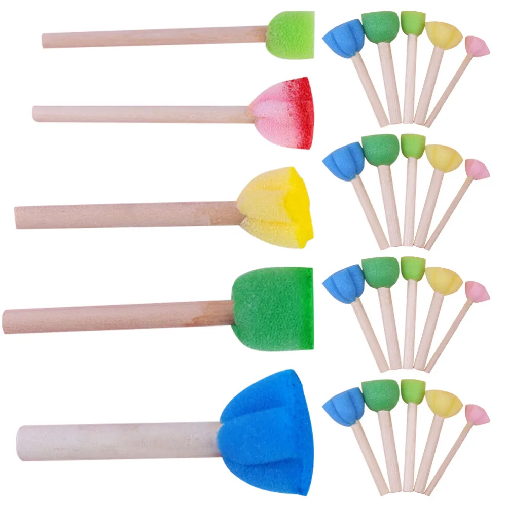25pcs Portable Practical Educational Sponge Paint Brushes Kids Education  Supply