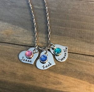 mother's day child birthstone necklace