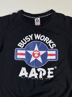 AAPE Bape A Bathing Ape Black Pullover Graphic Sweater Size