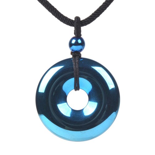 Gemstone 30mm Donut Beads Reiki Chakra Pendant Necklace Handmade Jewelry 22 Inch - Picture 163 of 331