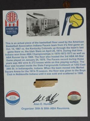 ABA Indiana Pacers Coliseum GENUINE Court Floor Relic in Indianapolis +
