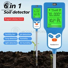 6-in-1 Digital PH Tester Sunlight Soil Moisture Meter Detector Plant Garden ℃℉