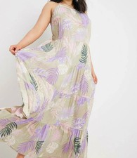 SIMPLY BE LADIES TROPICAL PRINT CRINKLE TIERED MAXI DRESS SIZE 14 (REF 263)