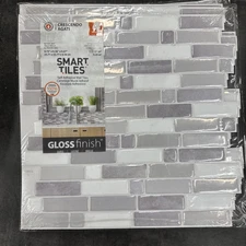 smart tiles Crescendo Agati Gray 9.73 in. x 9.36 in. Vinyl Peel and Stick (11E)