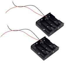 Pack of 2 4 AA Battery Holder with Leads, 4 AA Battery Holder with Wires